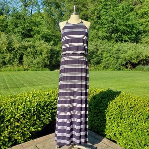 LOFT Sriped Halter Maxi Dress